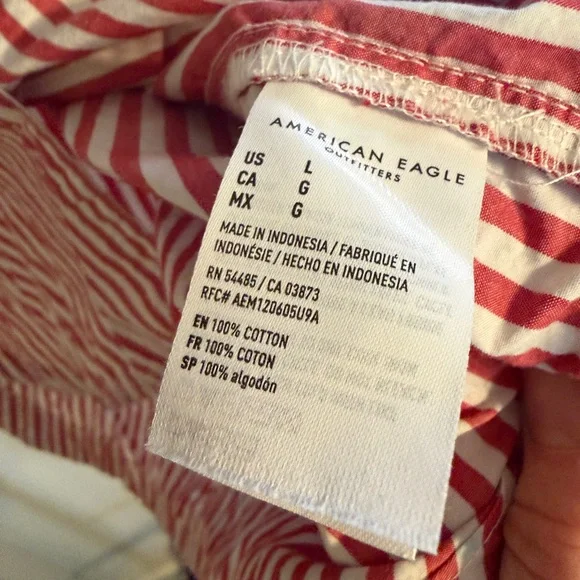 American Eagle 100% cotton Striped Cropped Button-Up Women's Top - Picture 4 of 5